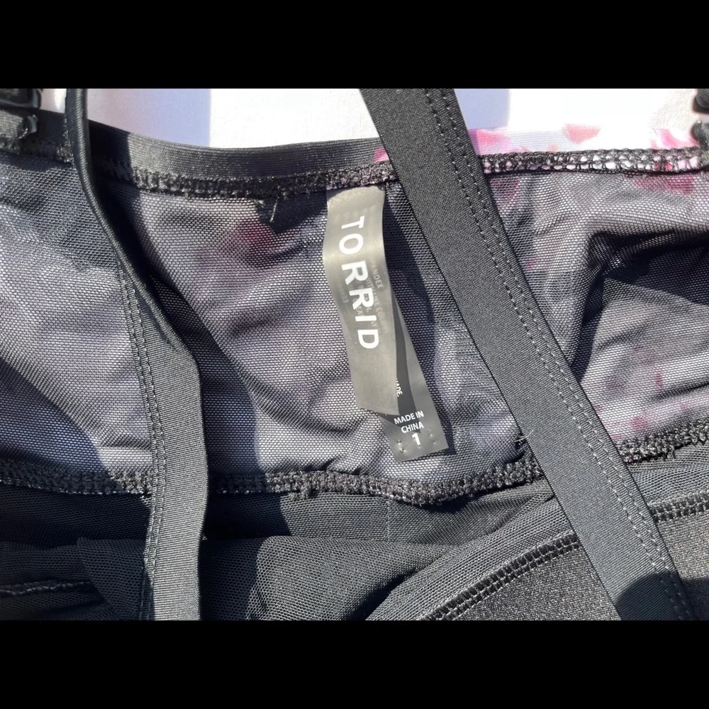 Torrid Black Floral One-Piece Swimsuit - Picture 4 of 11